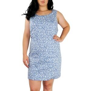 1990s Vintage Chadwicks Blue Floral A-Line Midi Dress Size 10 Cottage Core